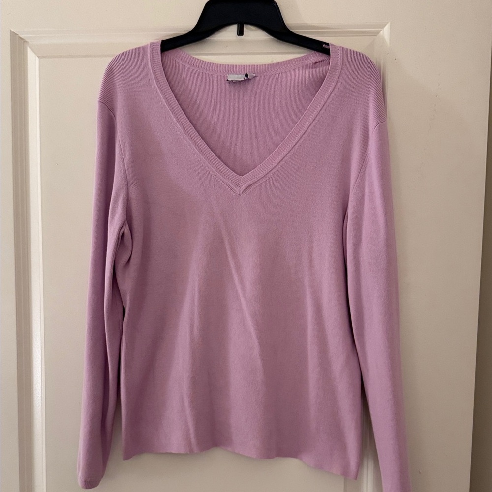 Ann Taylor V-Neck Sweater in Soft Lavender
